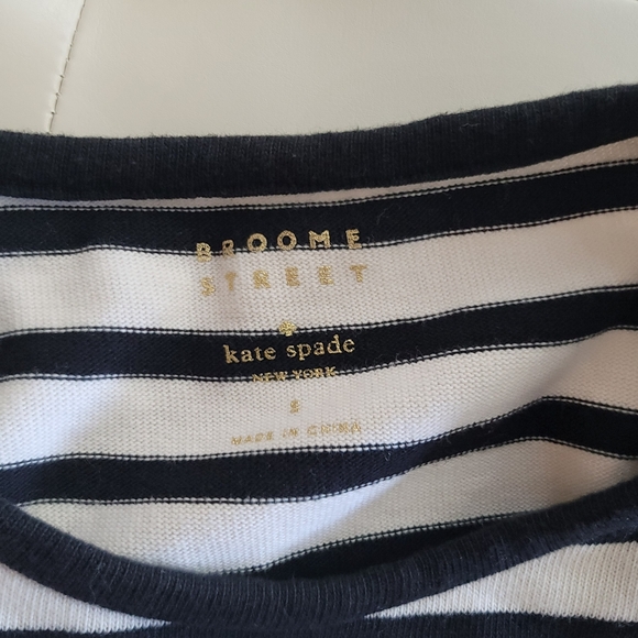 Kate Spade Broome Street Stripe Flutter Sleeve Tassel Top, Black & White, Size S - Picture 7 of 8